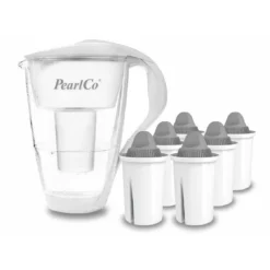 Glas-Wasserfilter Weiß Inkl. 6 Protect+ Filterkartuschen