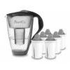 Glas-Wasserfilter Anthrazit Inkl. 6 Protect+ Filterkartuschen