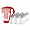 Glas-Wasserfilter Rot Inkl. 12 Protect+ Filterkartuschen