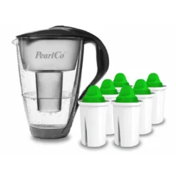 Glas-Wasserfilter Anthrazit Inkl. 6 Alkaline Filterkartuschen