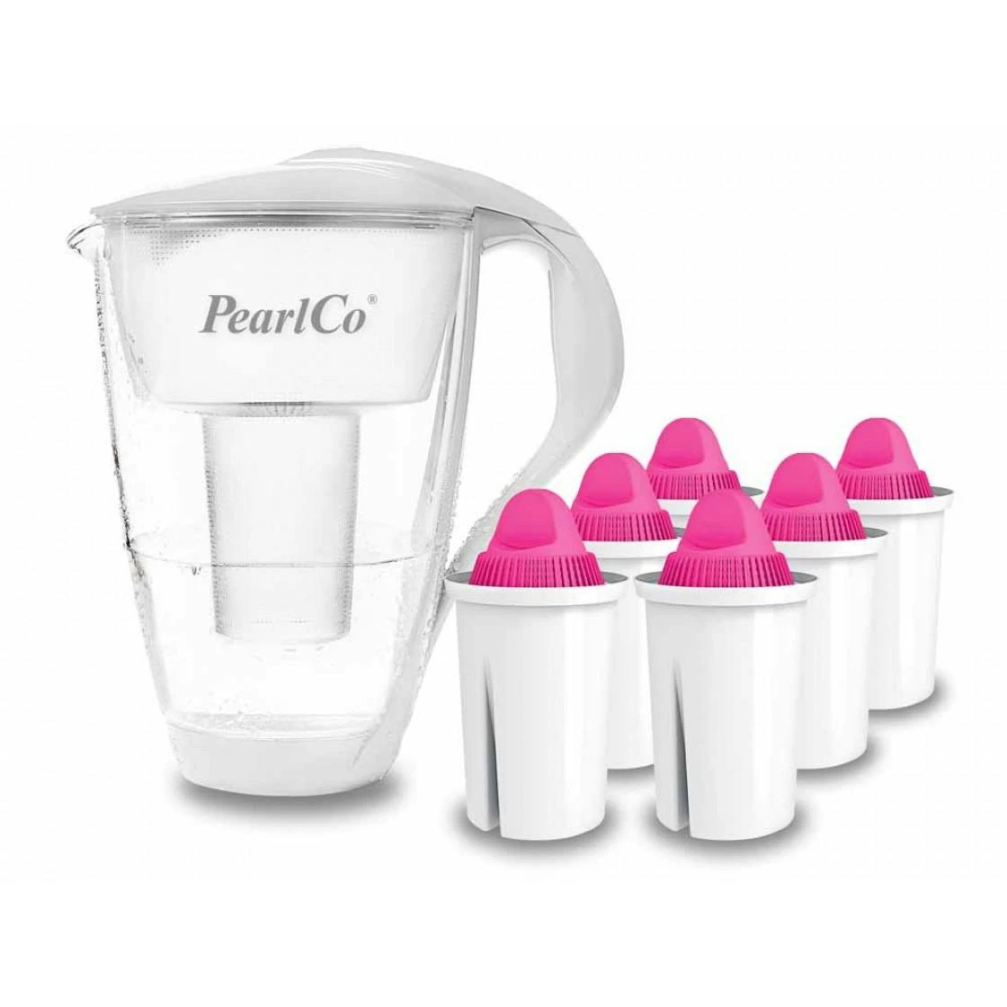 Glas-Wasserfilter Weiß Inkl. 6 AquaMag Filterkartuschen 1 Glas-Wasserfilter Weiß Inkl. 6 AquaMag Filterkartuschen