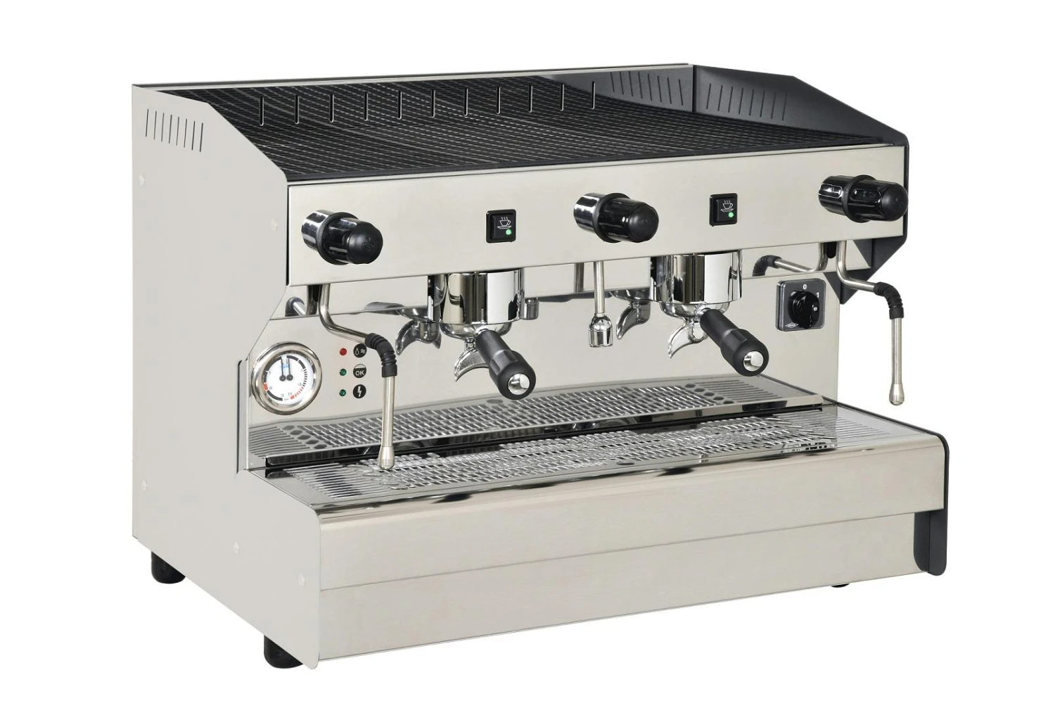 Siebträger - Espressomaschine BAROSSI Professionale 2 Gr. Semi-Autom. - Edelstahlausführung