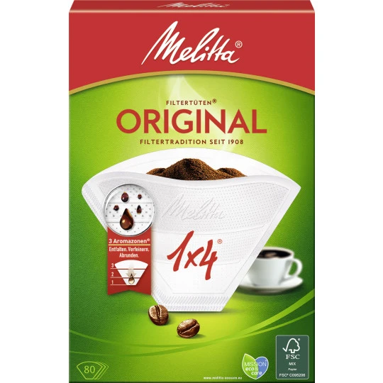 Melitta Aroma Filtertüten Weiß Gr.1x4 80ST 1 Melitta Aroma Filtertüten Weiß Gr.1x4 80ST
